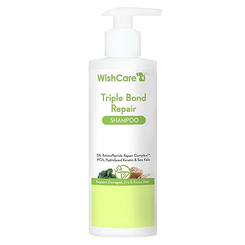 WishCare Triple Bond Repair Shampoo for Dry & Frizzy Hair 5% AminoPeptide Complex & PCA Repairs Damaged & Frizzy Hair