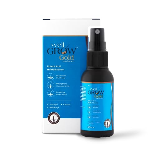 Brinton WellGrow Gold Hair Growth Serum with Redensyl, Capixyl & Procapil for Hair Fall Control & Repair Strengthens & Enhances Hair Growth