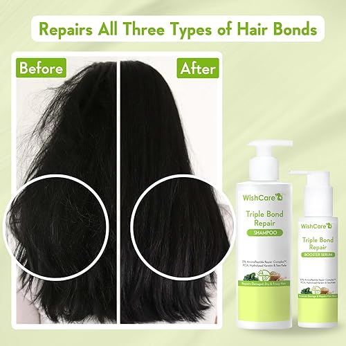 WishCare Triple Bond Repair Booster Hair Serum - 10% AminoPeptide Complex Repairs Damaged & Frizzy Hair