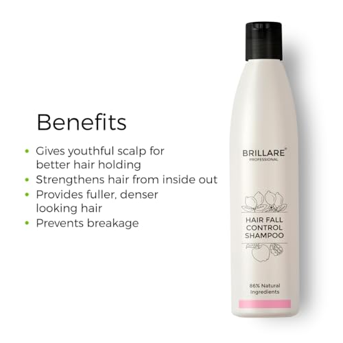Brillare Professional Hair Fall Control Shampoo, Natural Anti Hair Fall & Hair Growth Shampoo with Soyabean & Vital Plant Extracts for Better Hair Holding