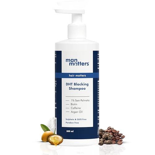Man Matters Dht Blocking Anti Hair Fall Shampoo, Reduces Hair Fall, Strengthen Hair, With Power Of Caffeine, Saw Palmetto, Argan Oil, & Biotin