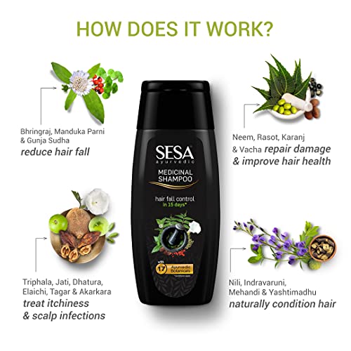 SESA Ayurvedic Medicinal Shampoo Hairfall Control Anti-Dandruff Shampoo Infused With 17 Ayurvedic Herbs Smooth & Shiny Hair Shampoo