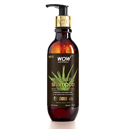 WOW Skin Science Aloe Vera Shampoo For Hydration and Soothing Scalp- For Dry | Weak | Dull Hair And Irritated scalp