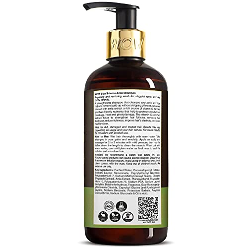 WOW Skin Science Amla Shampoo For Weak | Thin and Damage Prone Hair Provide Healthy | Nourished and Strong Hair For Men & Women