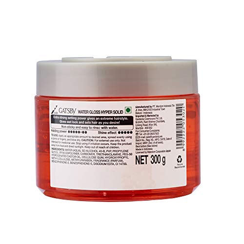 Gatsby Water Gloss, Hyper Solid, Wet Look Hair Gel, Easy Wash Off, Holding Level 7