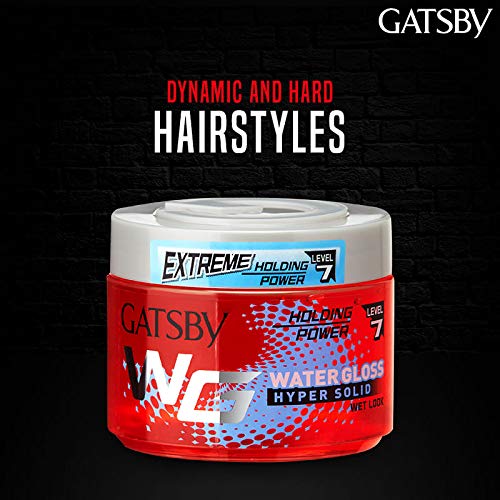 Gatsby Water Gloss, Hyper Solid, Wet Look Hair Gel, Easy Wash Off, Holding Level 7