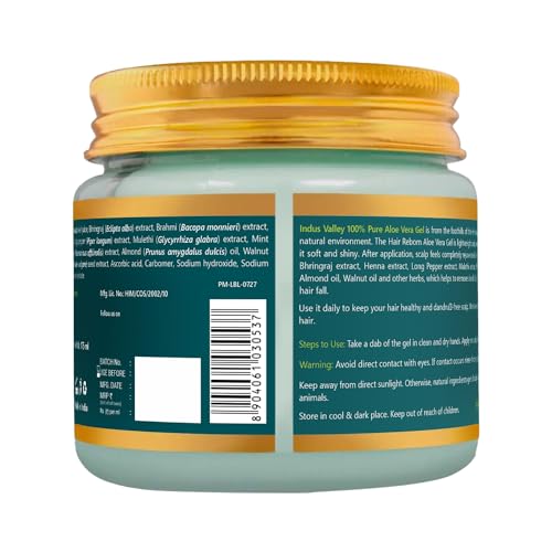 INDUS VALLEY Bio Organic Hair Reborn Aloe Vera Gel With Bhringraj & Walnut Oil For Ultimate Hair Management