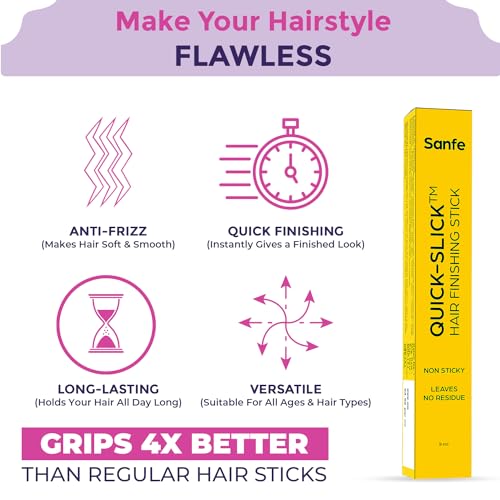 Sanfe Quick Slick Hair Finishing Stick For Women, Anti Flyaway for Smooth, Non-Greasy, and Non-Oily Look