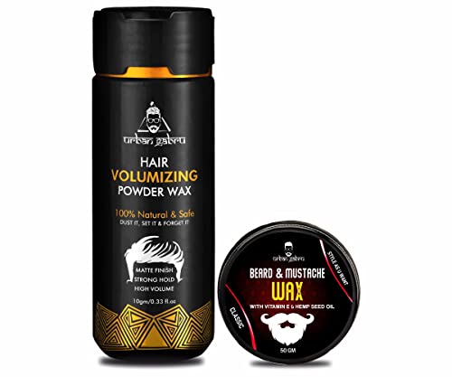 Urbangabru Hair Volumizing Powder Wax, 10 gm + Beard Wax for Beard and Mustache