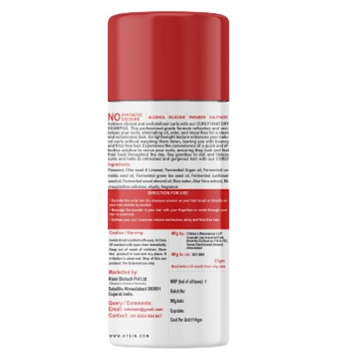 Ktein Natural 100% Plant Based Hair Detox Dry Shampoo Powder for Curly Hair