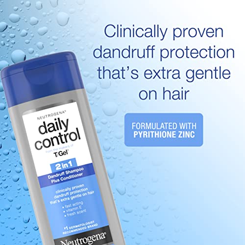 Neutrogena TGel Daily Control 2 in 1 Anti Dandruff Shampoo Plus Conditioner with Vitamin E and Pyrithione Zinc,