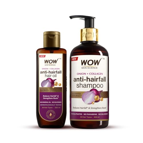 WOW Skin Science Onion Hair Oil With Black Seed Oil Extracts & Onion Oil Shampoo Hair Care Kit