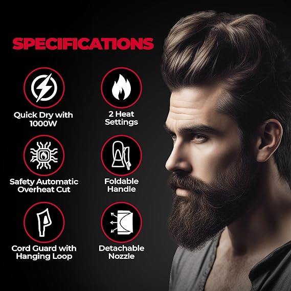 Beardo Style Cannon Hair Dryer - 1000 Watts