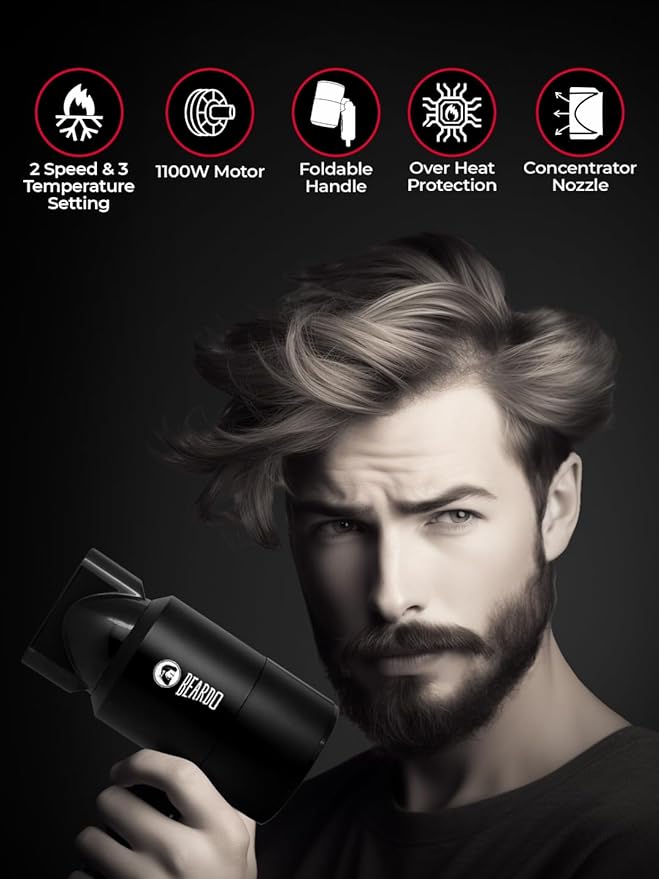 Beardo Styling Gun Foldable Hair Dryer - 1100 Watts