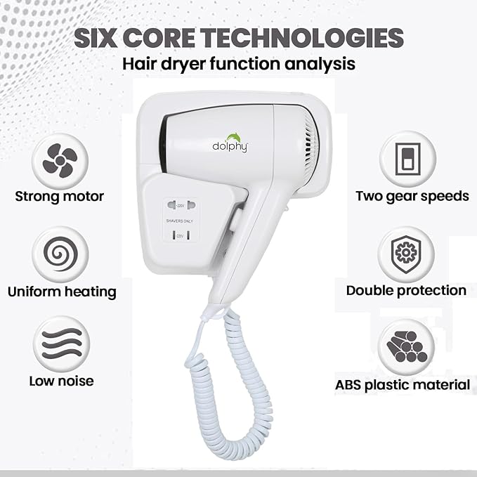 Dolphy Professional 1200 Watts Wall Mounted Hair Dryer Hd-001 | White