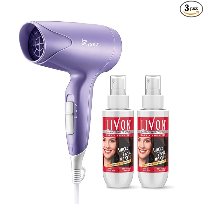 Livon Damage Protect Serum For Women & Men (100ml X 2) With Syska Hair Dryer