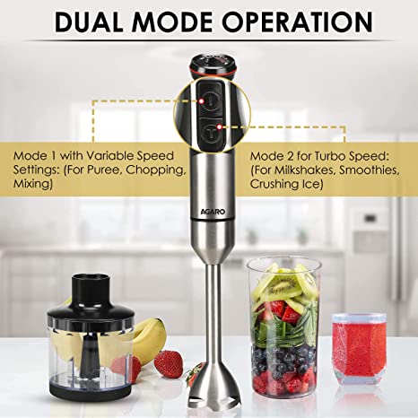AGARO Grand 1000 Watts Hand Blender With Chopper, Jar & Whisker