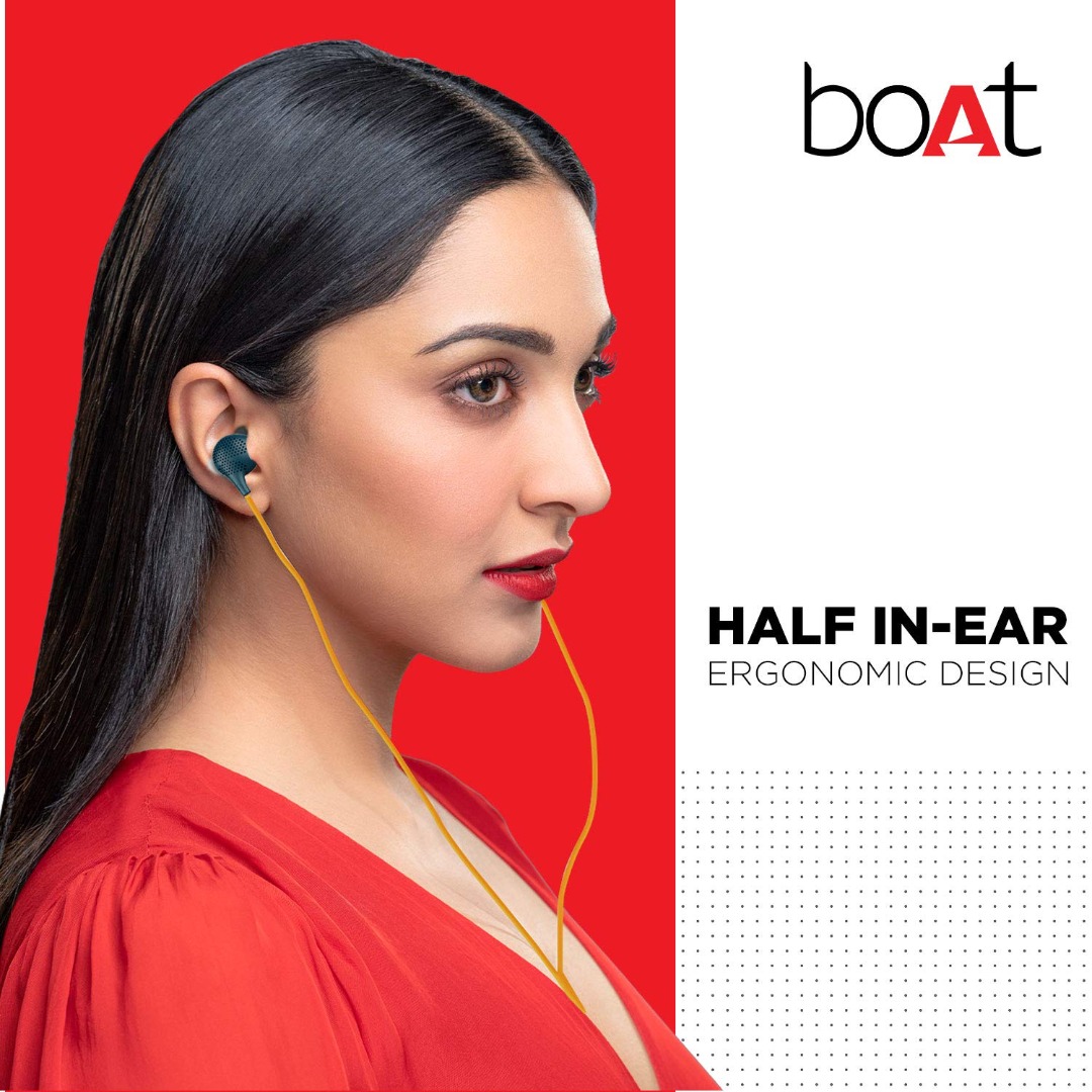 boAt BassHeads 104 In-Ear Wired Headphones | Super Extra Bass | HD Audio | Built-in Mic | Tangle Free Cable | Comfortable Fit Earphones