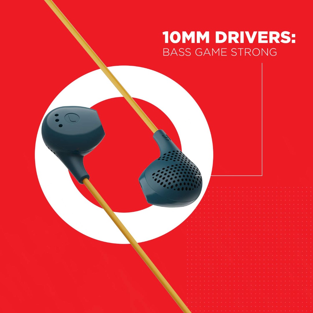 boAt BassHeads 104 In-Ear Wired Headphones | Super Extra Bass | HD Audio | Built-in Mic | Tangle Free Cable | Comfortable Fit Earphones
