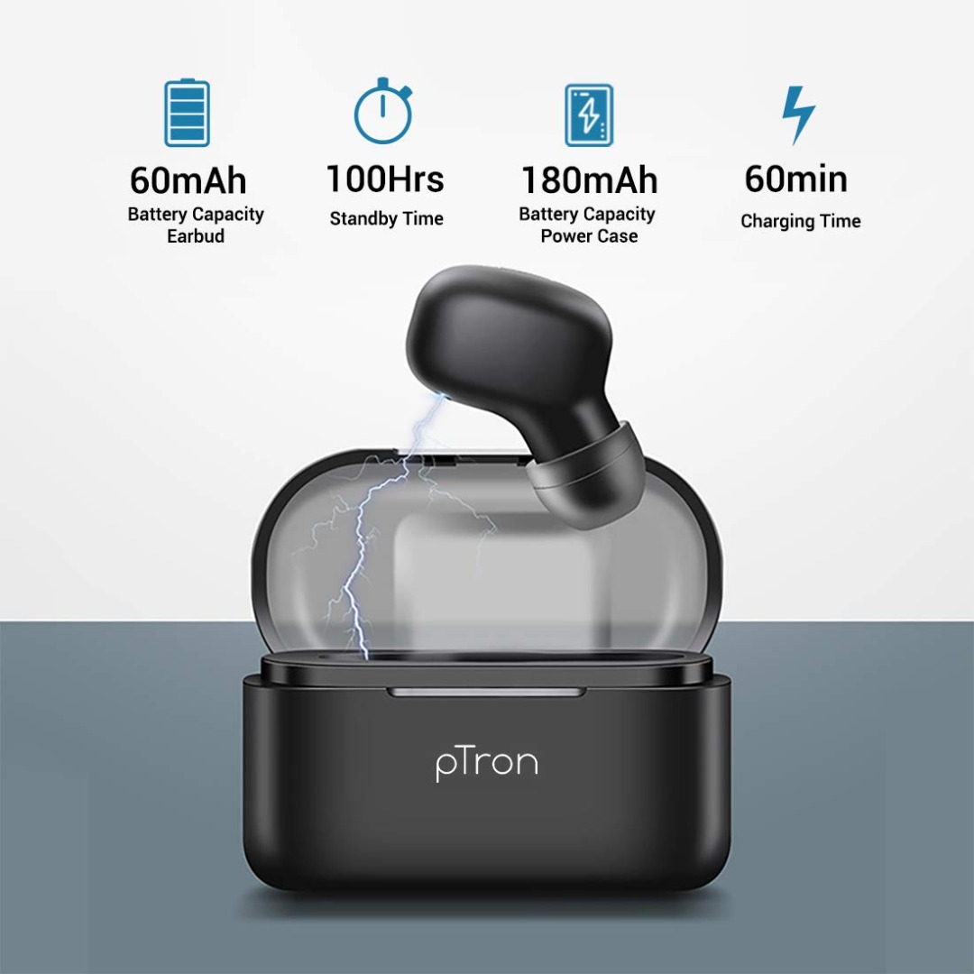 pTron Atom in-Ear Mono Bluetooth 5.0 Wireless Headphone