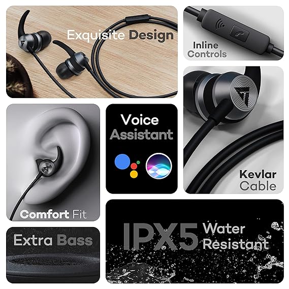 Boult Audio X1 Pro Wired Earphones with Type-C Port | earphones wired with mic