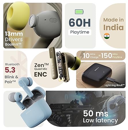 Boult Audio Z60 Truly Wireless in Ear Earbuds | Flamingo Pink