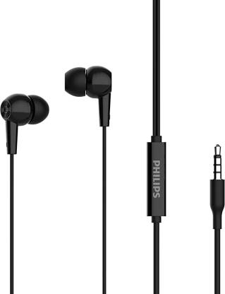 Philips Audio TAE1107BK Wired in-Ear Earphones with Built in Mic