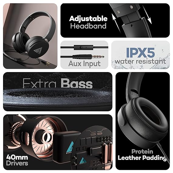 Boult Audio Bass Buds Q2 Lightweight Stereo Wired Over Ear Headphone