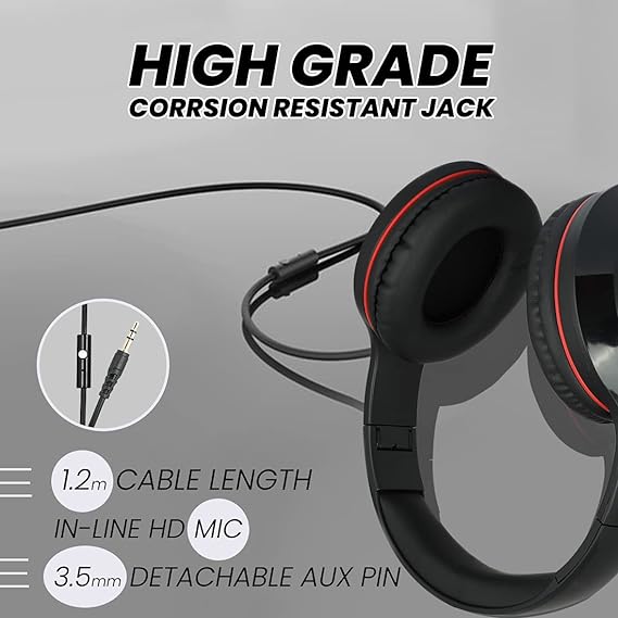 LUMIFORD U80 Over-Ear headphones wired with HD mic