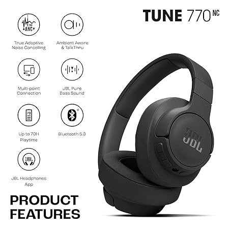JBL Tune 770NC Wireless Over Ear Headphones With ANC