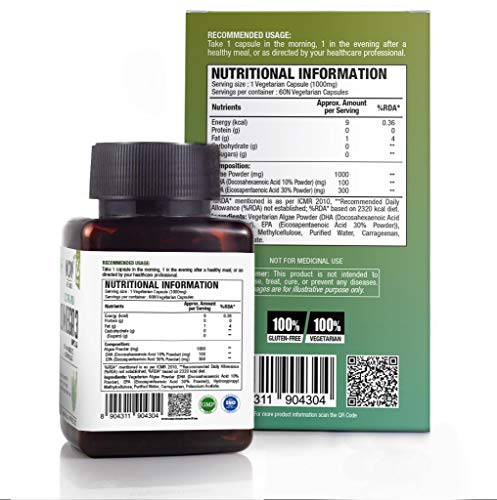 WoW Algae-Rich Omega 3 Capsules, Epa + Dha Enriched Vegan Capsules, 60 Veg Capsules