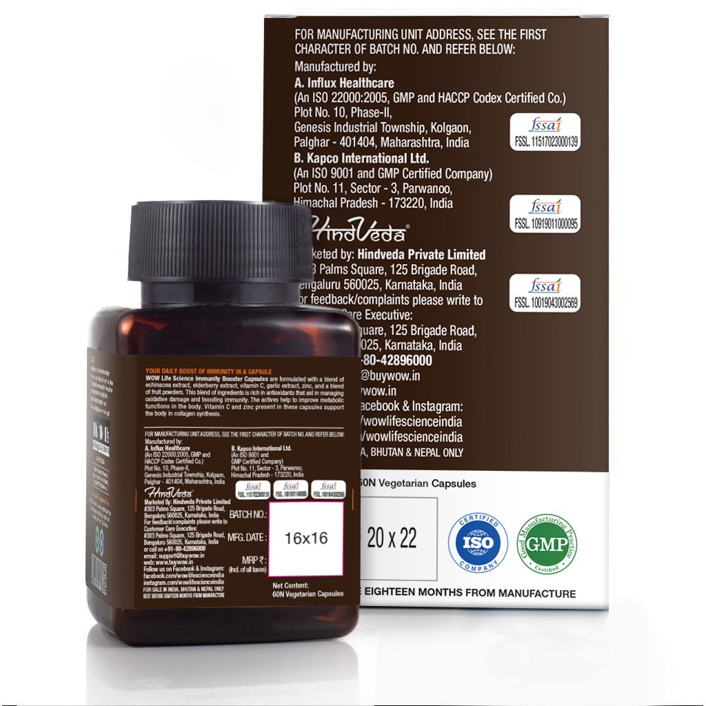 WoW Immunity Booster Capsules, Support Healthy Immune System, 60 Veg Capsules