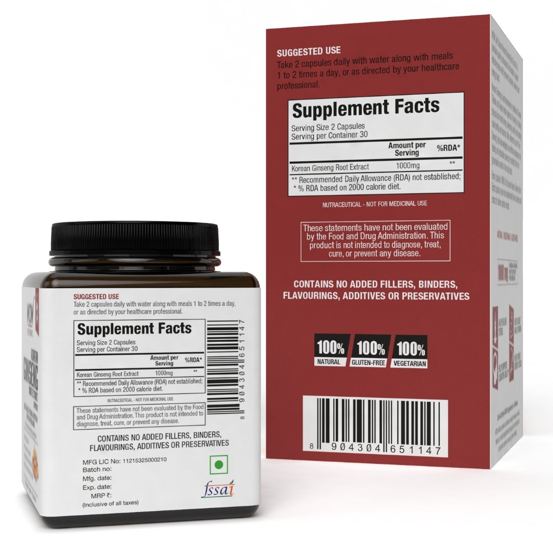 WoW Korean Ginseng Root Extract 60 Capsules