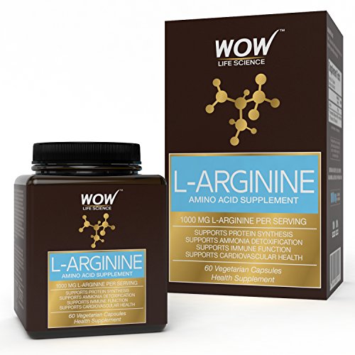 WoW L-Arginine Amino Acid Supplement 1000Mg, 60 Veg Capsules