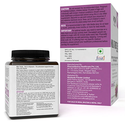 WoW Milk Thistle 600Mg, 60 Veg Capsules