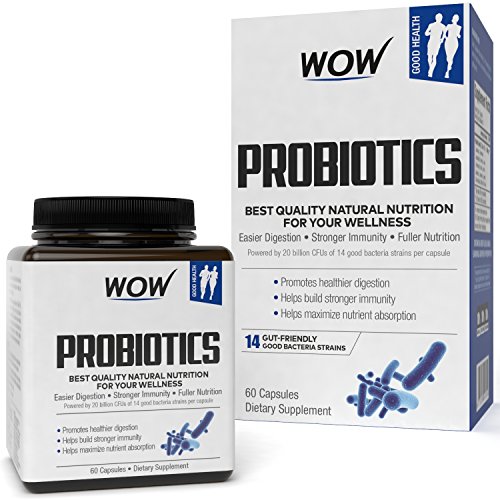 WoW Probiotics 20 Billion Cfu (14 Probiotic Strains) 500 Mg, 60 Veg Capsules