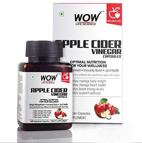 WoW Raw Apple Cider Vinegar 500 Mg, 60 Veg Capsules