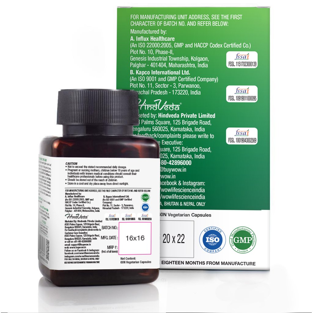 WoW Super Green Capsules, with Moringa, Wheatgrass, Spirulina, ACV, Beetroot, Chlorophyll & Pumpkin Seed, 550Mg, 60 Veg Capsules