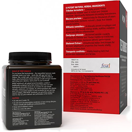 WoW Testoboost 550Mg, 60 Veg Capsules