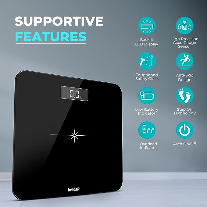 beatXP Actifit Flare Digital Weighing Scale with Backlit LCD Panel