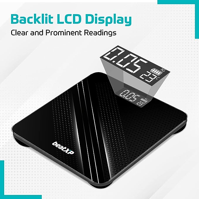 beatXP Gravity Digital Weight Machine For Body Weight with Thick Tempered Glass