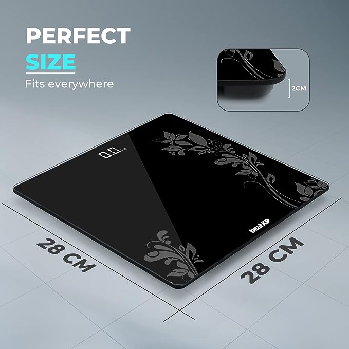 beatXP Gravity Flora Digital Weight Machine For Body Weight with Thick Tempered Glass