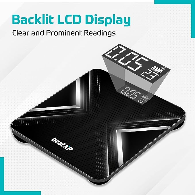 beatXP Gravity X Digital Weight Machine For Body Weight with Thick Tempered Glass