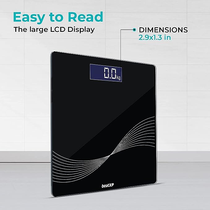 beatXP Wave Digital Weighing Scale LCD Panel Thick Tempered Glass