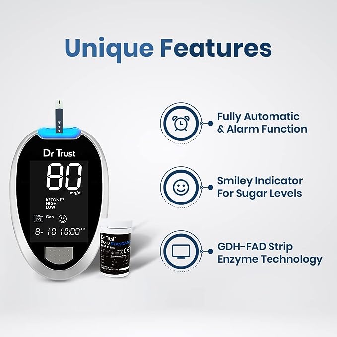 Dr Trust Fully Automatic Blood Sugar Testing Glucometer Machine