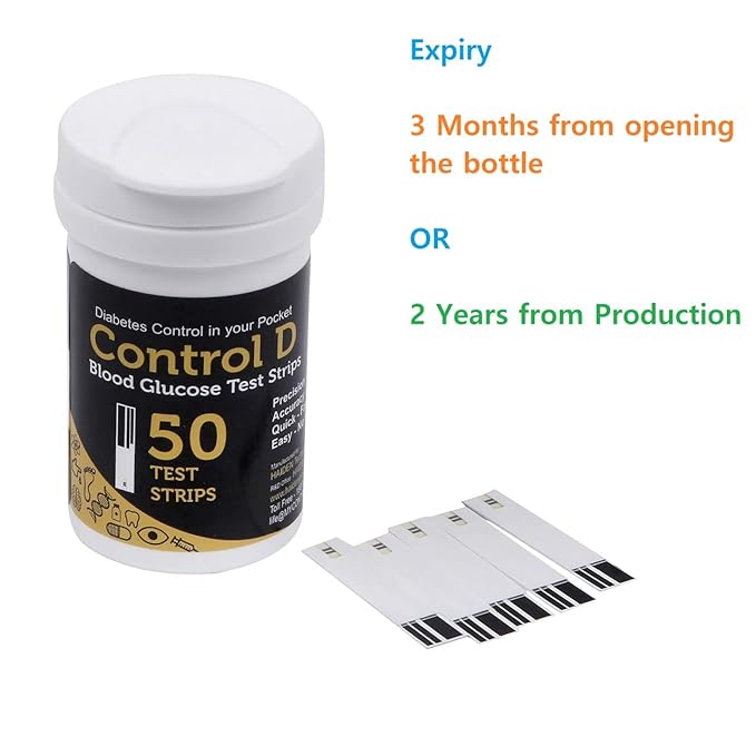 Control D Test Strips for Glucometer, 50 Count