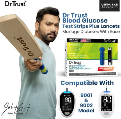Dr Trust Gold Blood Glucose Test Strips Plus Lancets, 50 Strips