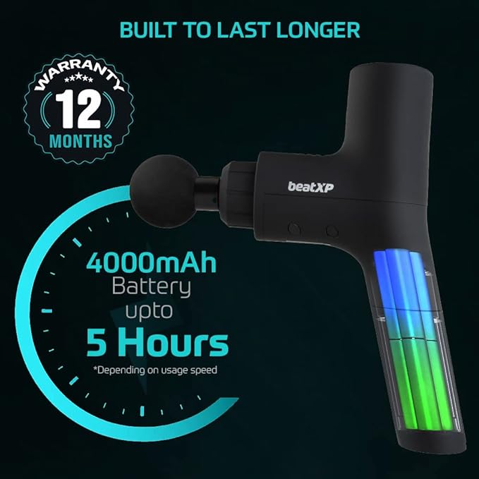 beatXP Bolt Prime Deep Tissue Massage Gun with Case