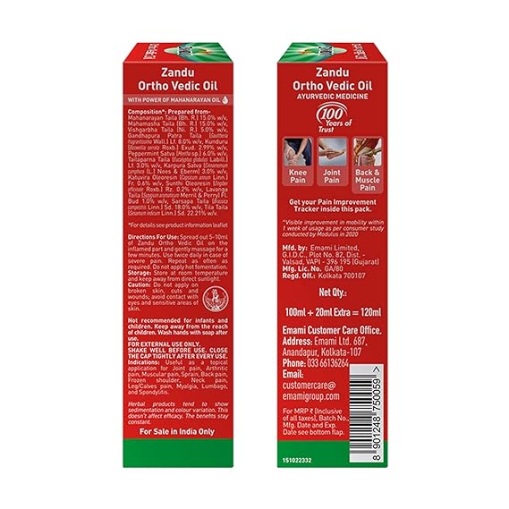 Zandu Ortho Vedic Oil Ayurvedic Oil for Relief from Knee and Joint Pain,Muscle Pain