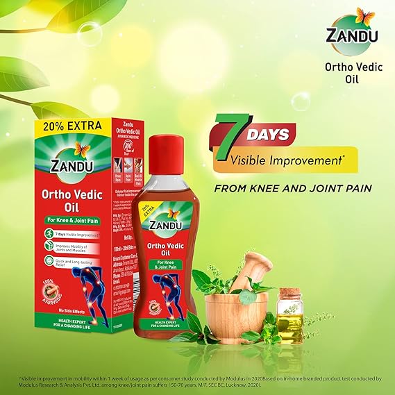 Zandu Ortho Vedic Oil Ayurvedic Oil for Relief from Knee and Joint Pain,Muscle Pain